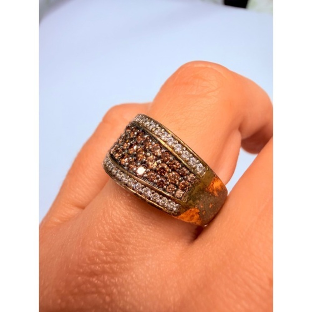 Brown Pavé Crystal Wide Band Ring - Unbranded